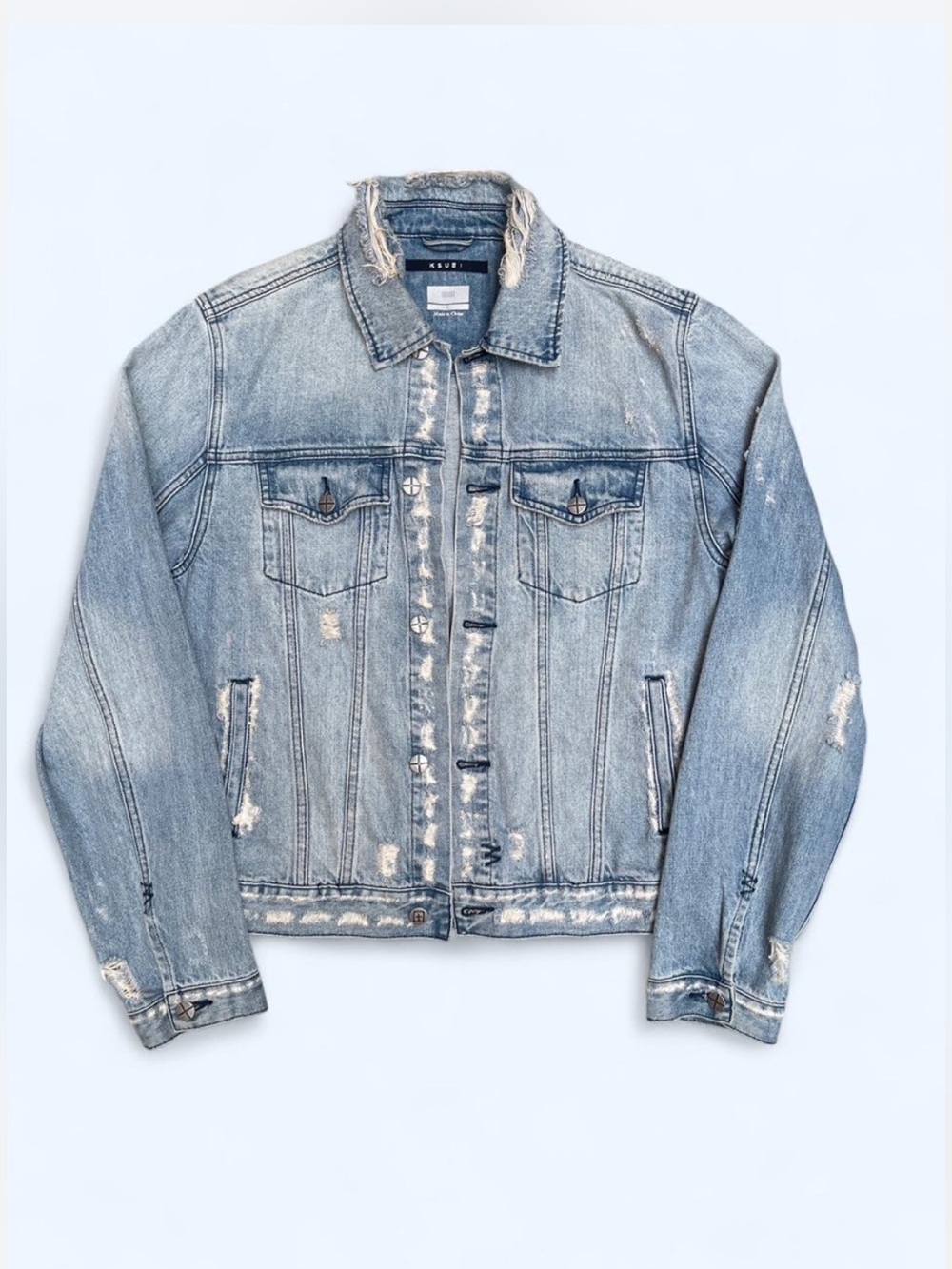 Ksubi Classic Jacket Hendrix Blue Distressed denim streetwear punk rock large